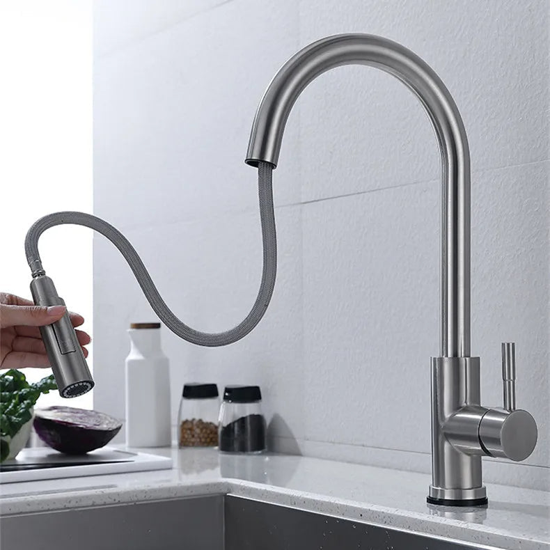 Touchless Pull Out Kitchen Faucet with Sensor and Flexible Spray Head