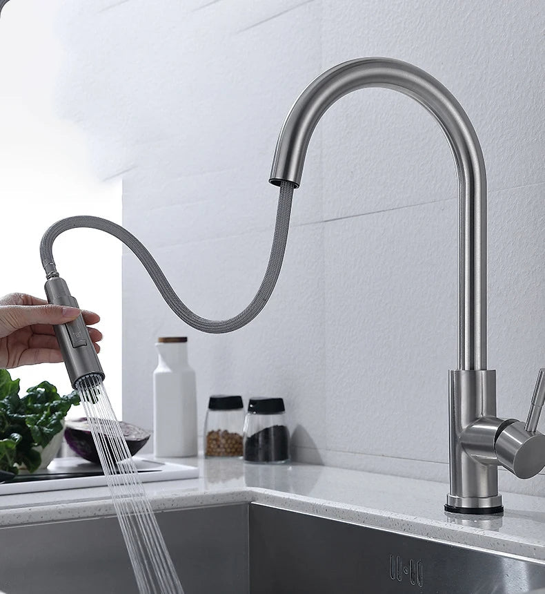 Touchless Pull Out Kitchen Faucet with Sensor and Flexible Spray Head