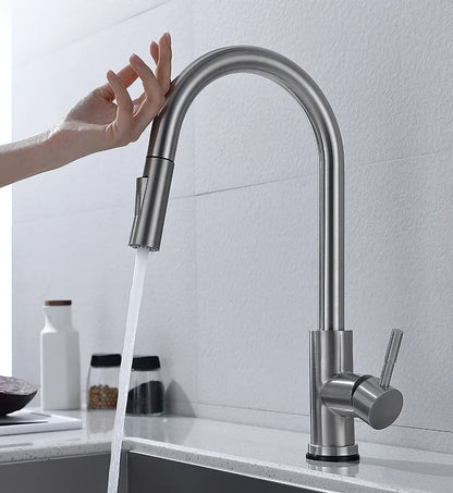 Touchless Pull Out Kitchen Faucet with Sensor and Flexible Spray Head