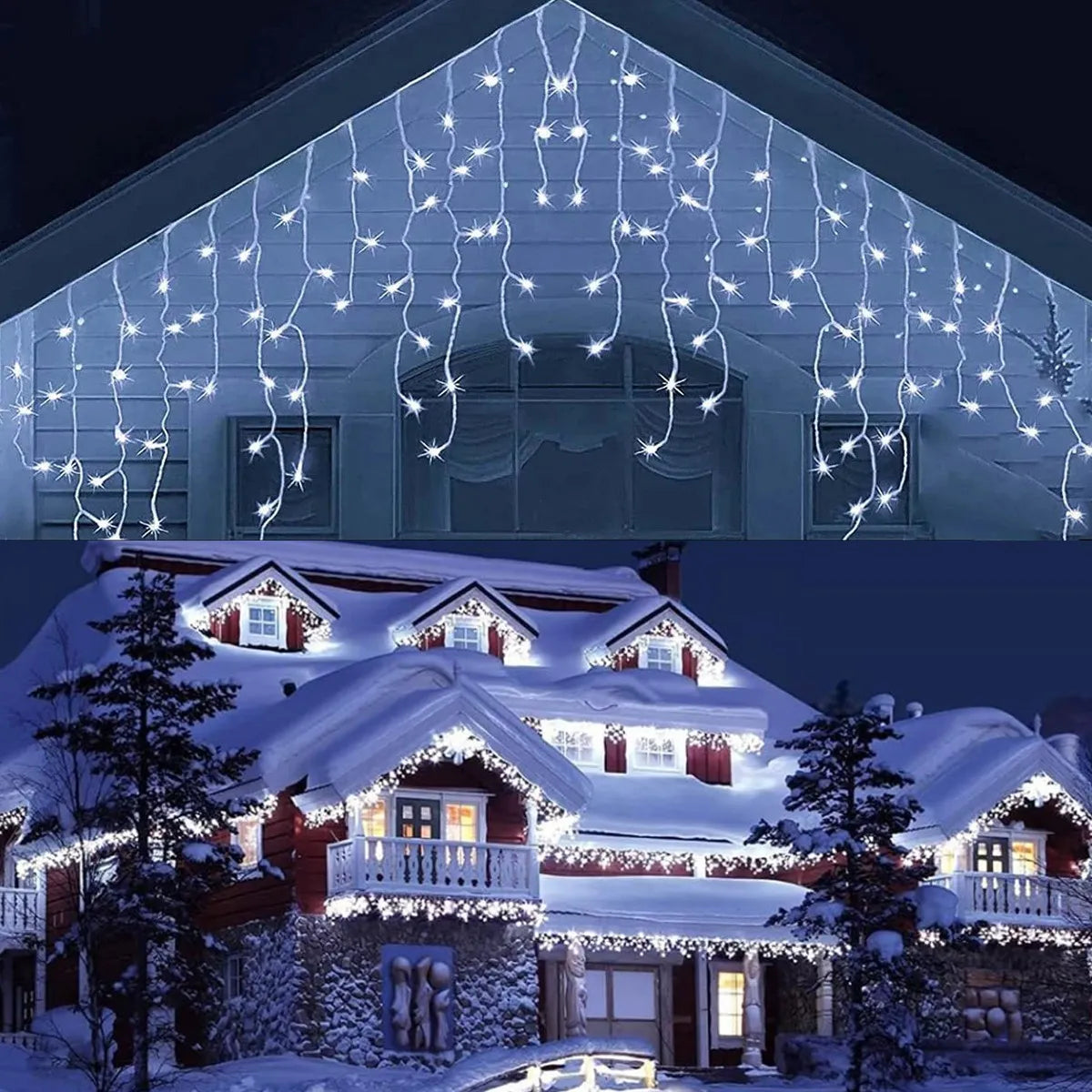 Twinkling Icicle LED String Lights Connectable Indoor Outdoor Holiday Decor
