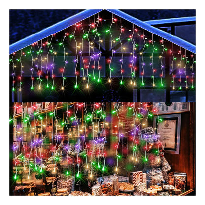 Twinkling Icicle LED String Lights Connectable Indoor Outdoor Holiday Decor