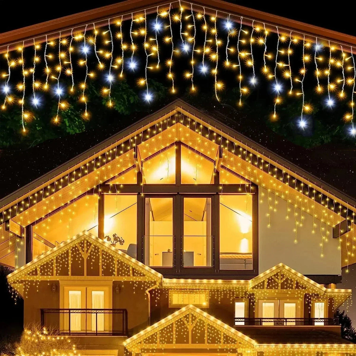 Twinkling Icicle LED String Lights Connectable Indoor Outdoor Holiday Decor