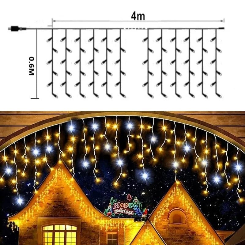 Twinkling Icicle LED String Lights Connectable Indoor Outdoor Holiday Decor