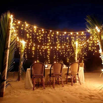 Twinkling Icicle LED String Lights Connectable Indoor Outdoor Holiday Decor