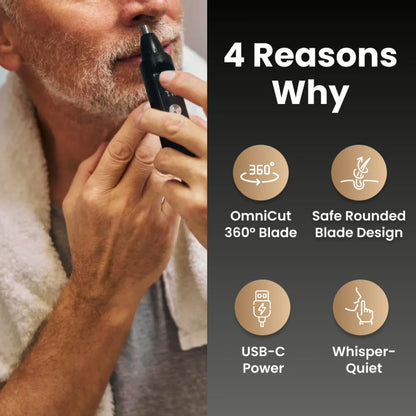 USB C Rechargeable Nose and Ear Hair Trimmer with Waterproof Head