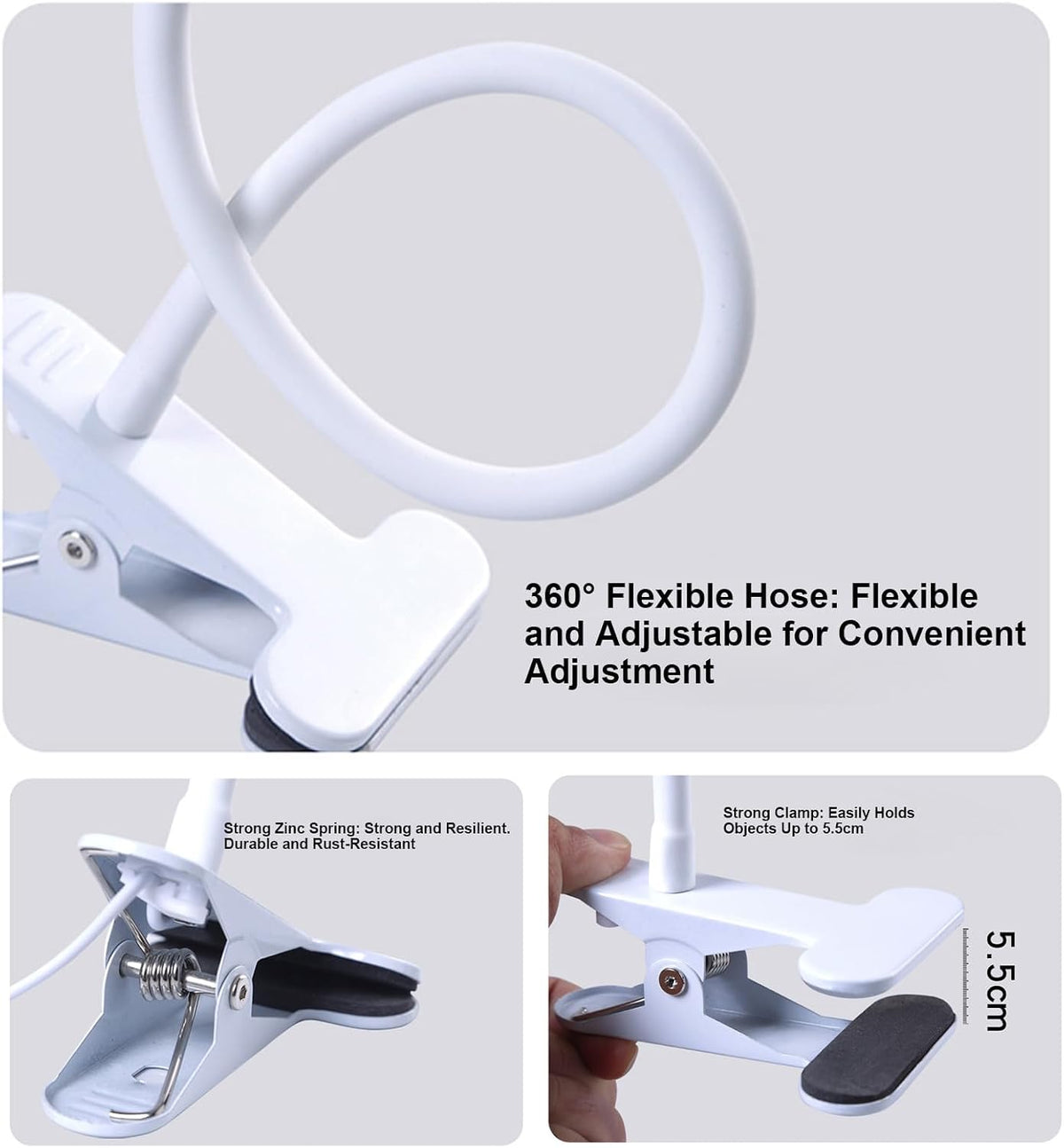 USB LED Clamp Desk Lamp with Flexible Gooseneck