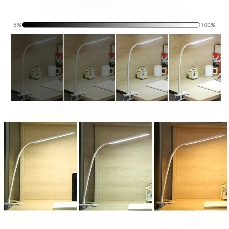 USB LED Clamp Desk Lamp with Flexible Gooseneck