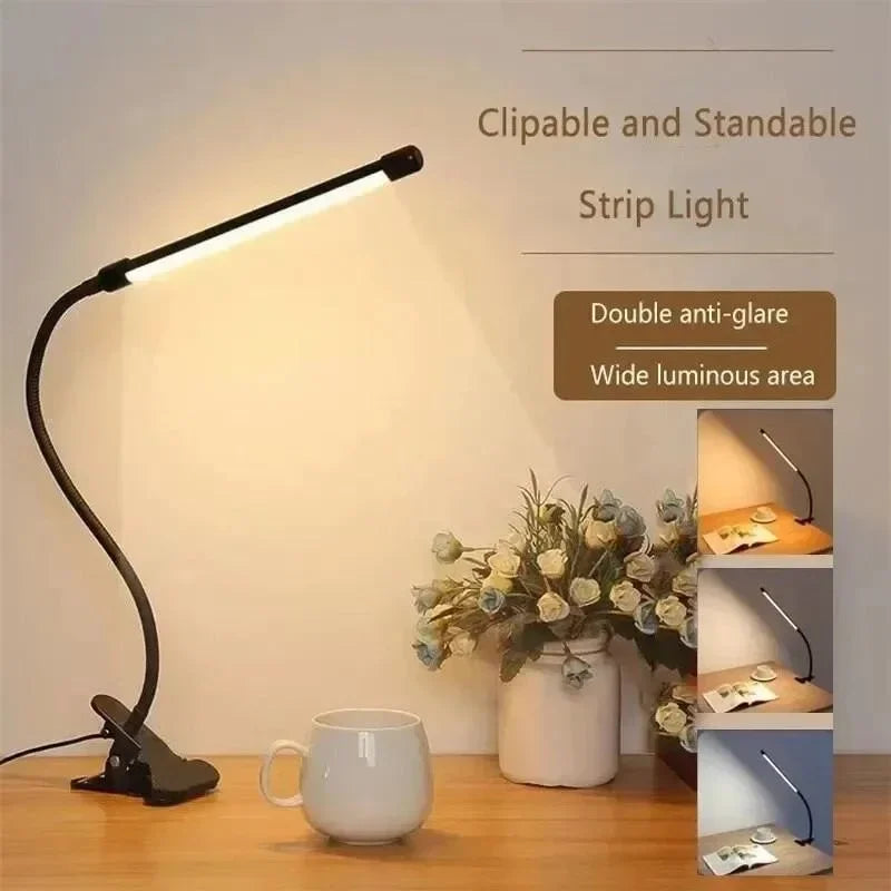 USB LED Clamp Desk Lamp with Flexible Gooseneck