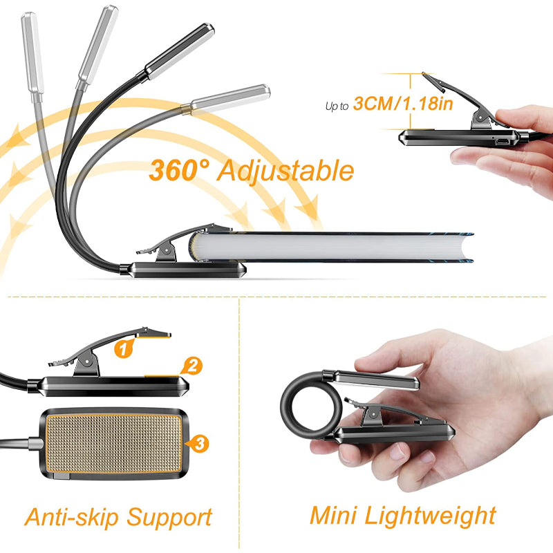 USB Rechargeable Clip-On Reading Light with 9 LEDs