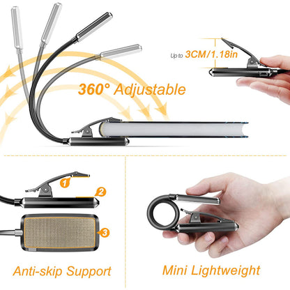 USB Rechargeable Clip-On Reading Light with 9 LEDs