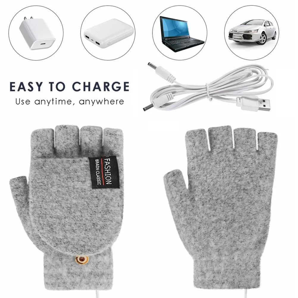 USB Rechargeable Heated Winter Gloves Adjustable Warmth