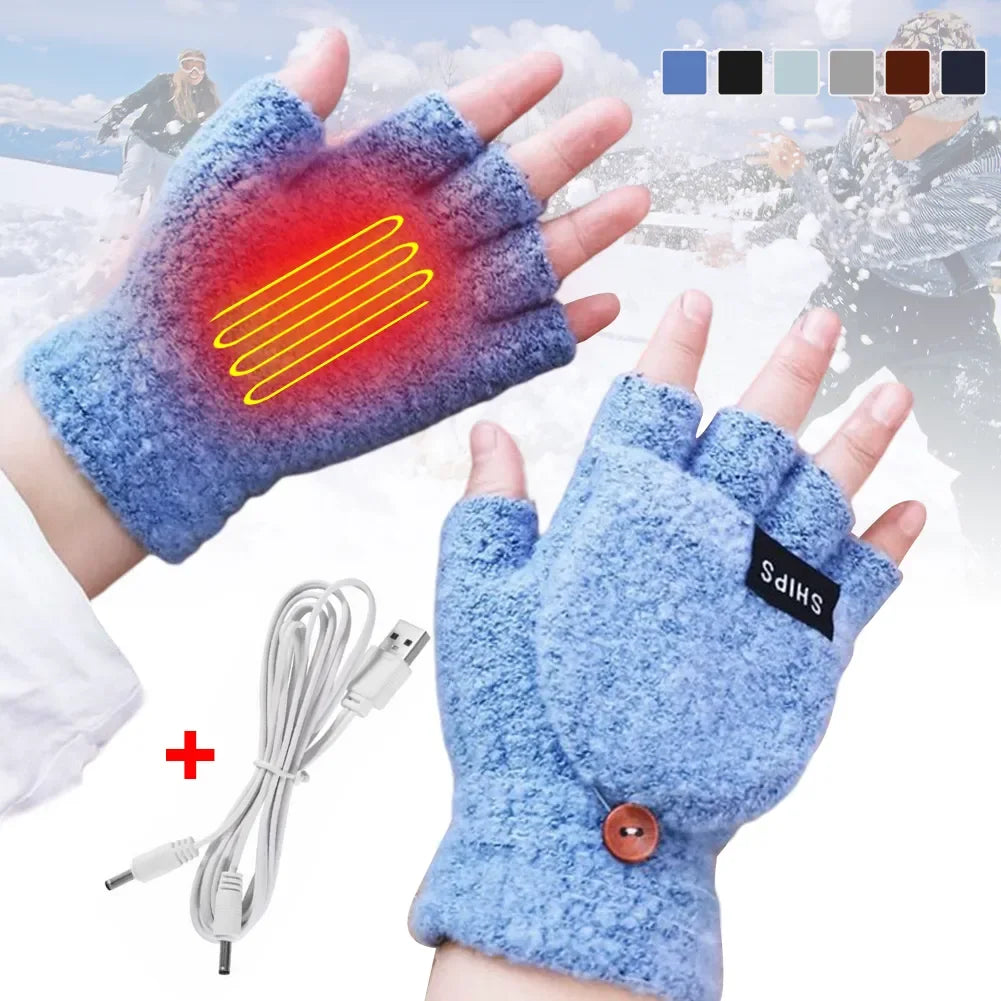 USB Rechargeable Heated Winter Gloves Adjustable Warmth