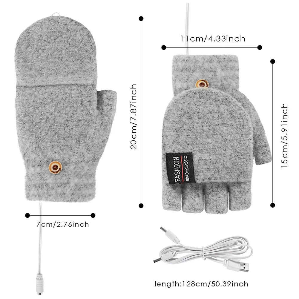USB Rechargeable Heated Winter Gloves Adjustable Warmth
