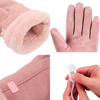 USB Rechargeable Heated Winter Gloves for Women with Touchscreen Protection