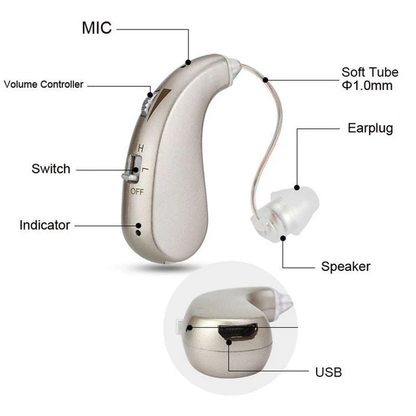 USB Rechargeable Sound Amplifier Earbuds with Bluetooth