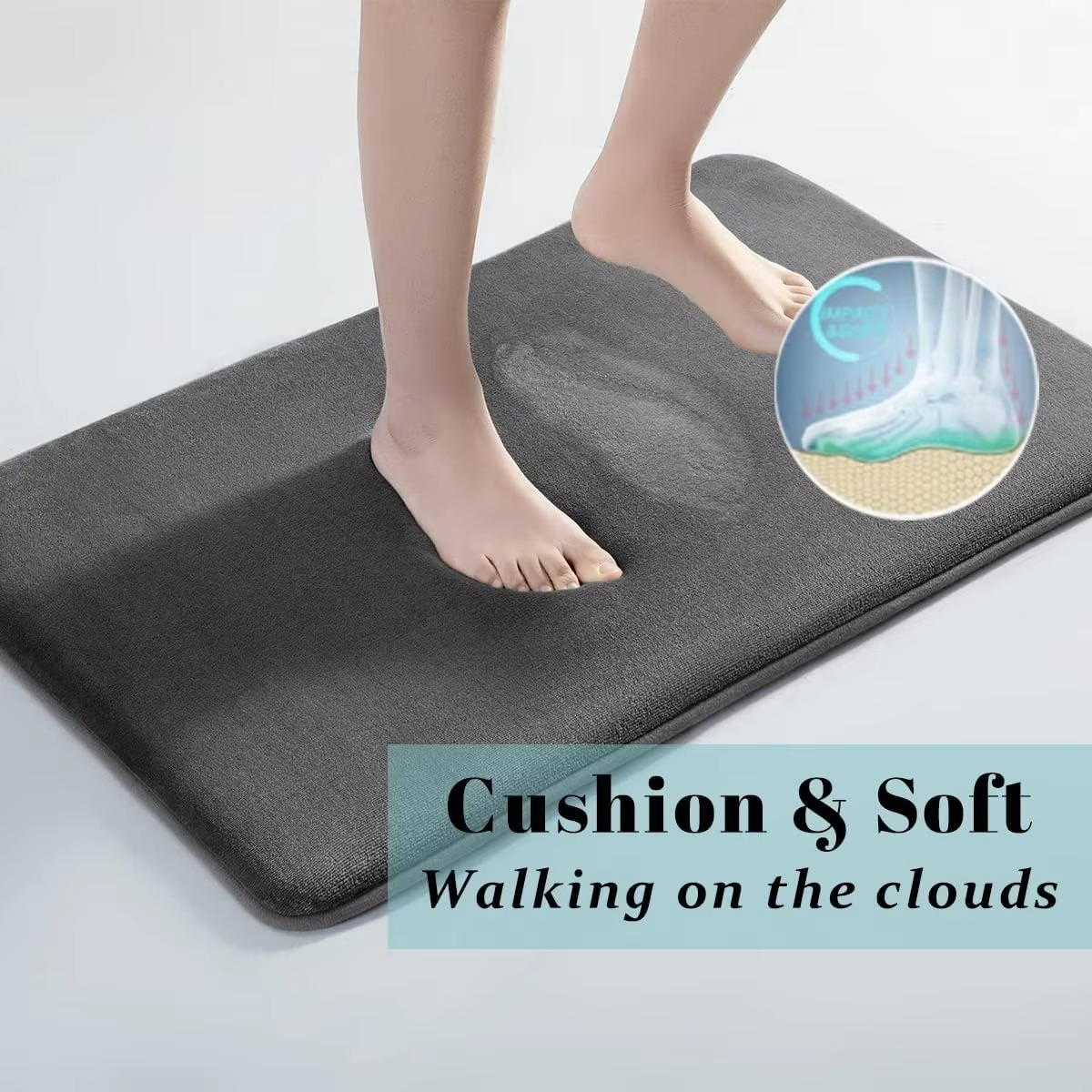 Ultra Absorbent Coral Velvet Anti Slip Bath Mat Machine Washable