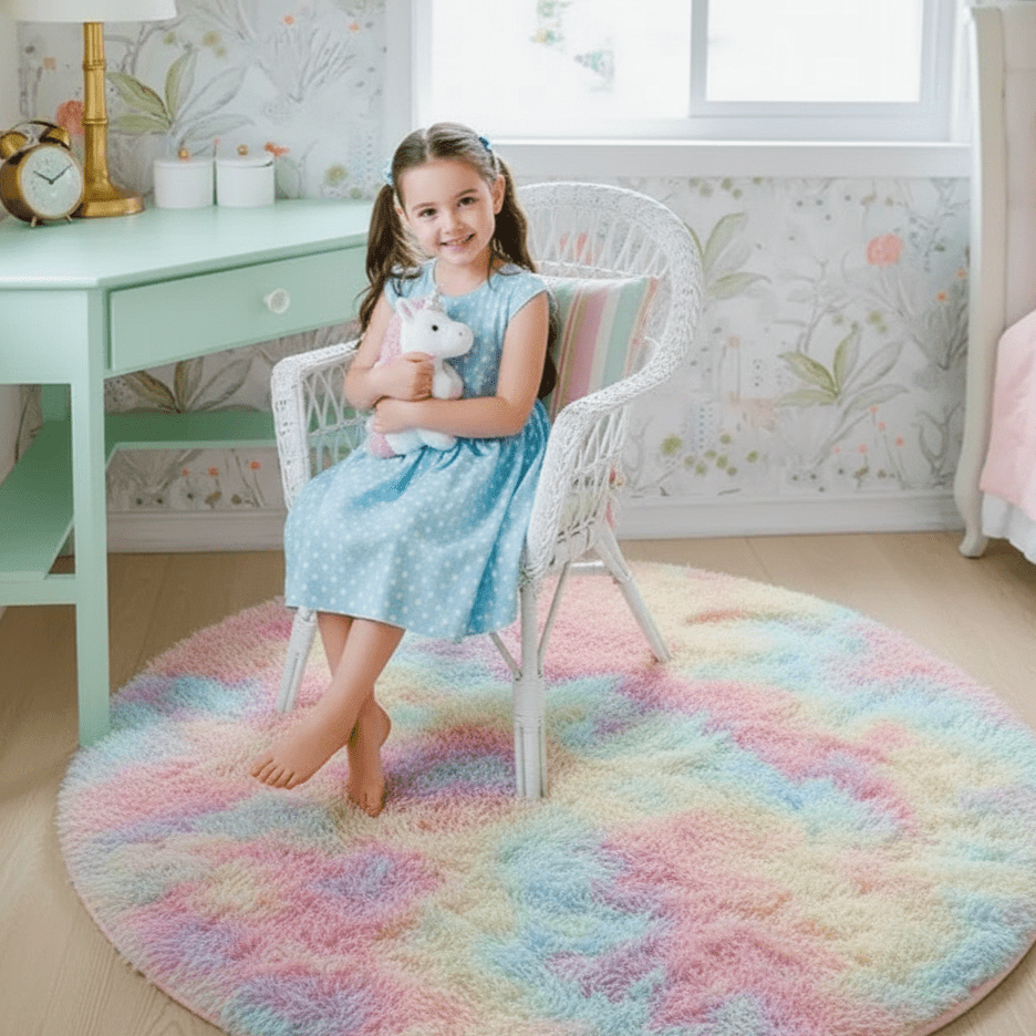 Ultra Soft Round Plush Rug for Bedroom Living Room and Nursery