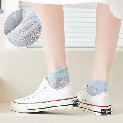 Ultra Thin No Show Socks with Non Slip Heel Grip 5 Pairs