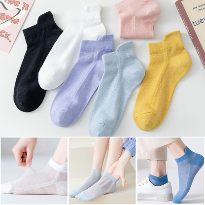 Ultra Thin No Show Socks with Non Slip Heel Grip 5 Pairs