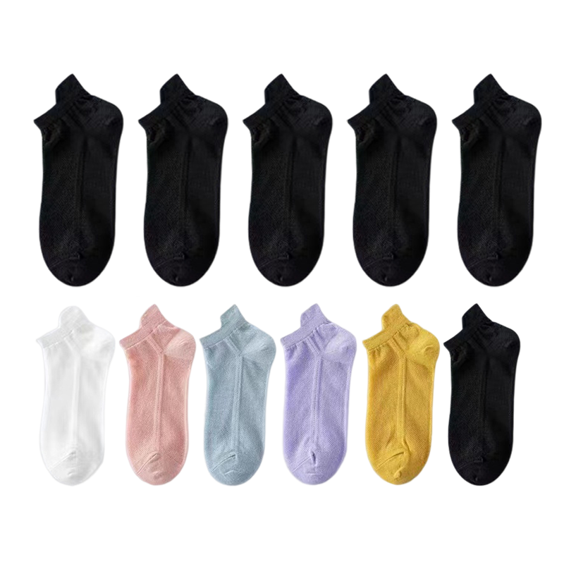 Ultra Thin No Show Socks with Non Slip Heel Grip 5 Pairs