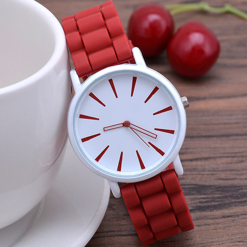 Ultra Thin Silicone Strap Quartz Wristwatch for Women
