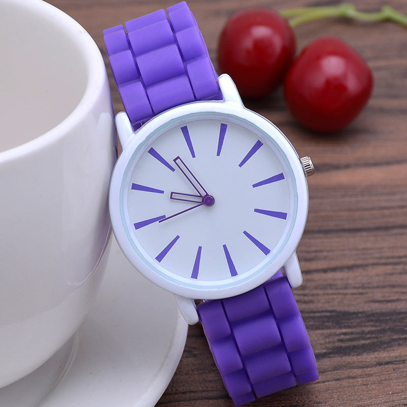 Ultra Thin Silicone Strap Quartz Wristwatch for Women