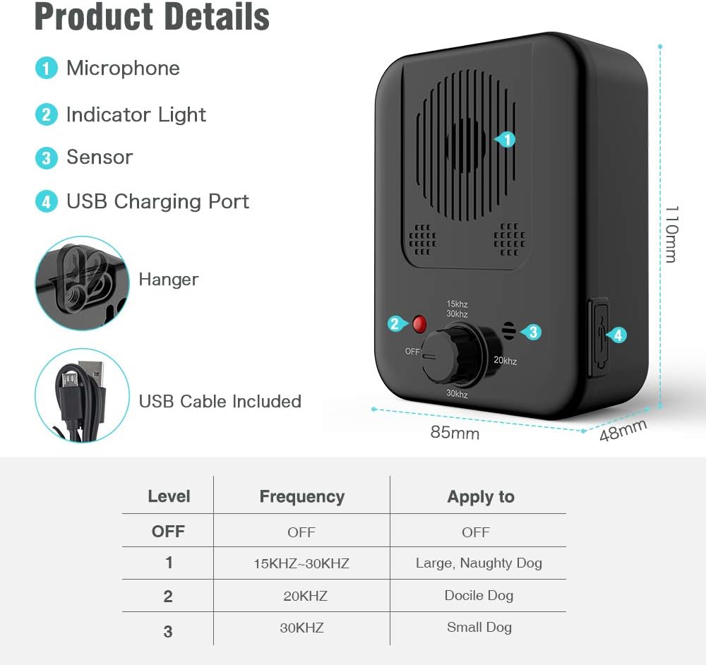 Ultrasonic Anti Barking Device Outdoor Indoor Dog Bark Control