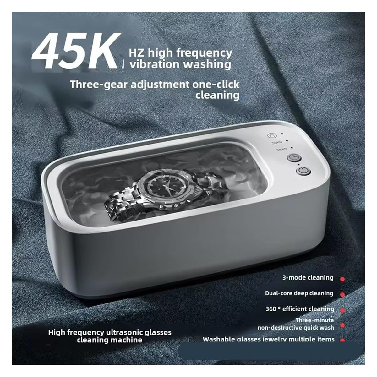 Ultrasonic Cleaning Device for Jewelry Glasses Watches and Small Accessories