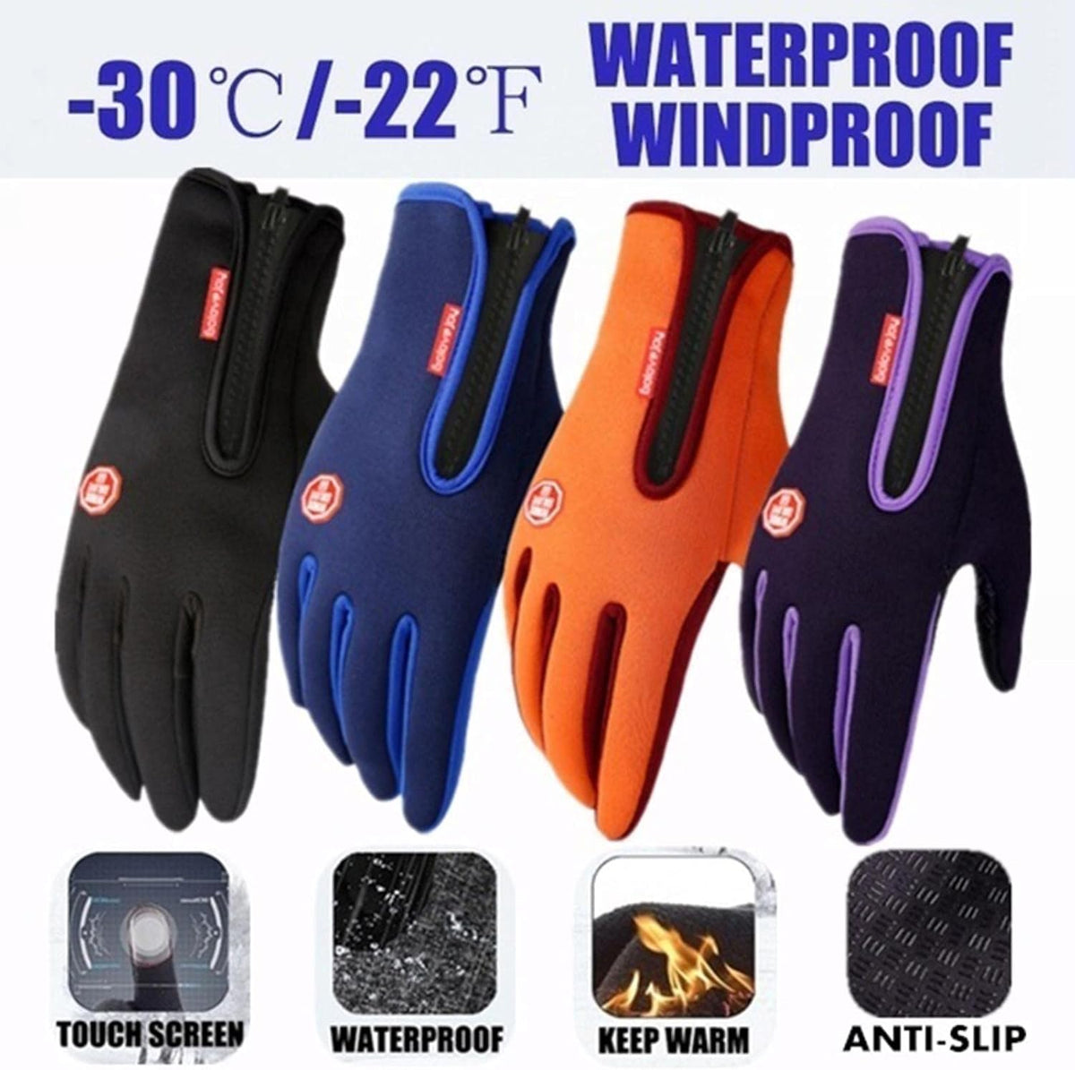 Unisex Winter Sports Gloves Waterproof Touchscreen Thermal Gloves