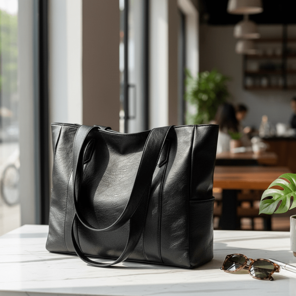 Retro Style Leather Shoulder Bag with Smooth Finish and Organized Storage