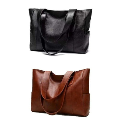 Retro Style Leather Shoulder Bag with Smooth Finish and Organized Storage