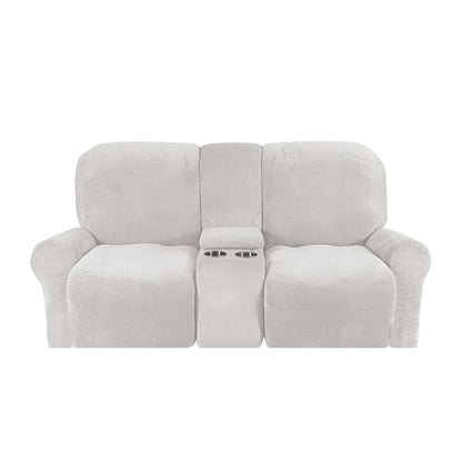 Velvet Plush 2 Seater Recliner Sofa Cover with Cup Holder Openings