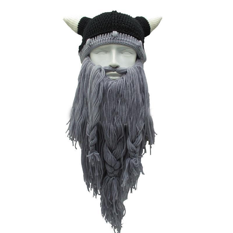 Viking Beard Beanie Hat with Detachable Beard