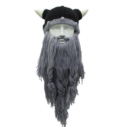 Viking Beard Beanie Hat with Detachable Beard