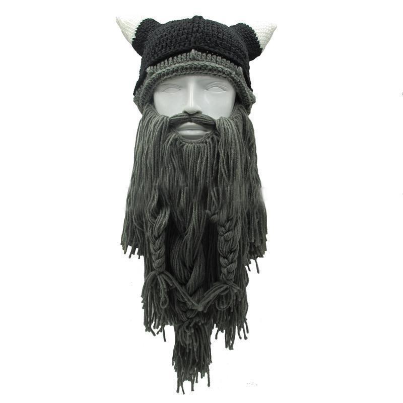 Viking Beard Beanie Hat with Detachable Beard