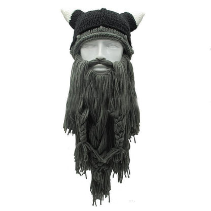 Viking Beard Beanie Hat with Detachable Beard