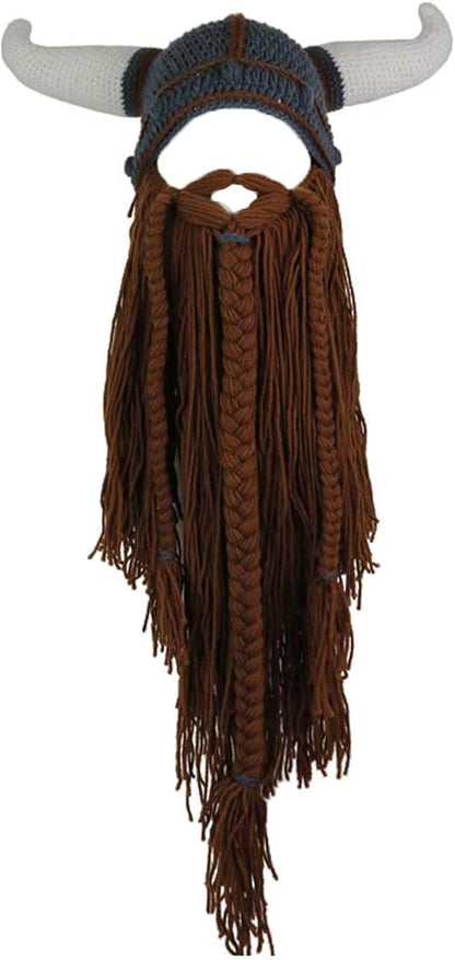 Viking Beard Beanie Hat with Detachable Beard