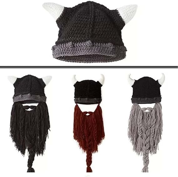 Viking Beard Beanie Hat with Detachable Beard