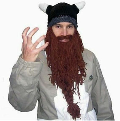 Viking Beard Beanie Hat with Detachable Beard
