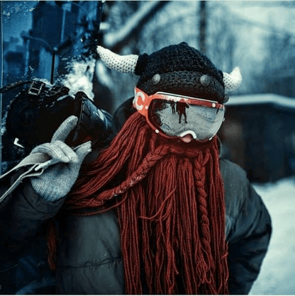 Viking Beard Beanie Hat with Detachable Beard