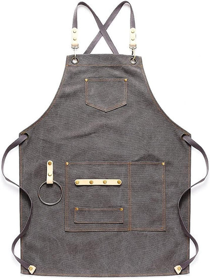 Vintage Canvas Kitchen Apron for Cooking Baking and Grilling