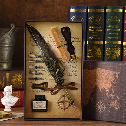 Vintage Feather Calligraphy Dip Pen Writing Set