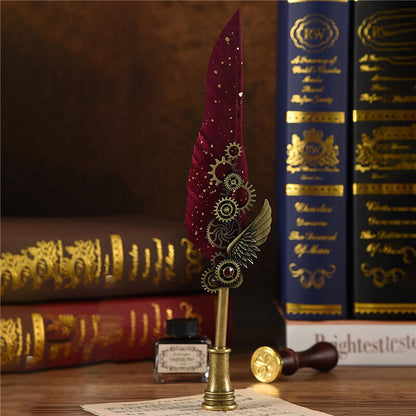 Vintage Feather Calligraphy Dip Pen Writing Set