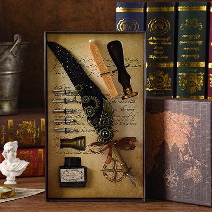 Vintage Feather Calligraphy Dip Pen Writing Set