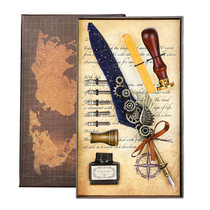 Vintage Feather Calligraphy Dip Pen Writing Set