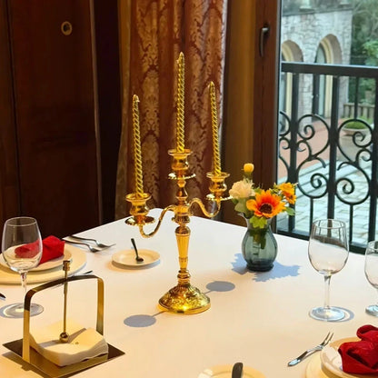 Vintage Gold Metal Taper Candle Holder Centerpiece