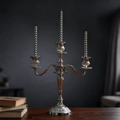Vintage Gold Metal Taper Candle Holder Centerpiece