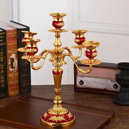 Vintage Gold Metal Taper Candle Holder Centerpiece