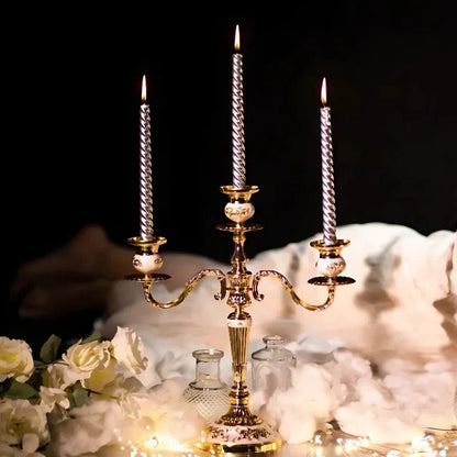 Vintage Gold Metal Taper Candle Holder Centerpiece