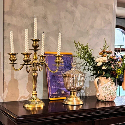Vintage Gold Metal Taper Candle Holder Centerpiece